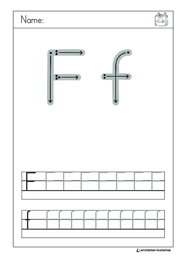 überarbeitete Schreibblätter zu N, L und F (in DS)